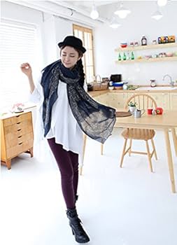 Amazon.co.jp: ペイズリー柄 シフォン 大判 ストール ネイビー